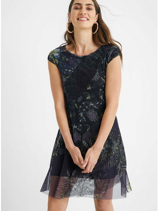 Desigual Houston Mini Καλοκαιρινό Φόρεμα Μαύρο 20WWVK61-5057