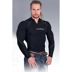 MadMax Technowear Compression Long Sleeve Top with Zipper - Μακρυμάνικη Μπλούζα Συμπίεσης με Φερμουάρ (Black/Green)