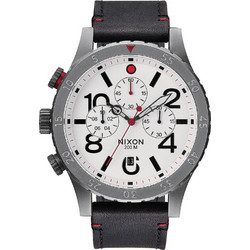Nixon 48-20 Ανδρικό Ρολόι Χρονογράφος με Μαύρο Δερμάτινο Λουράκι A363-486