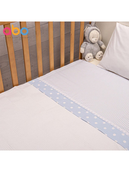 Abo Carousel Dots Κουβέρτα Κούνιας Πικέ 100x150 Λευκή Γαλάζια