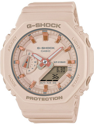 Casio G-Shock Γυναικείο Ρολόι Χρονογράφος με Μπεζ Καουτσούκ Λουράκι GMA-S2100-4AER