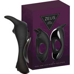Feelztoys Zeus Dual Vibe Δαχτυλίδι Πέους Σιλικόνης με Δόνηση 5cm Μαύρο
