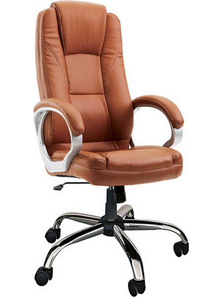 Zita Plus BS5600 Καρέκλα Γραφείου με Προσκέφαλο Στήριξη Μέσης και Ανάκλιση Καφέ 01.0629