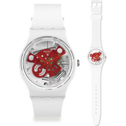 Swatch Γυναικείο Ρολόι με Λευκό Καουτσούκ Λουράκι SO31W104