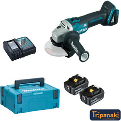 Makita DGA504RTJ Γωνιακός Τροχός Μπαταρίας 18V 125mm 2x5Ah