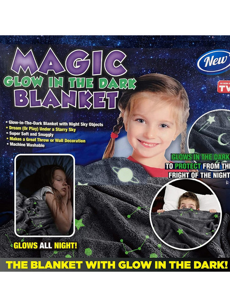 Magic Glow in The LEILA Throw with Star Sky Objects Super Soft Snuggly Fluffy 50" x 60"