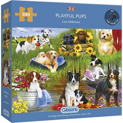 Puzzle Gibsons Playful Pups 500 Κομμάτια