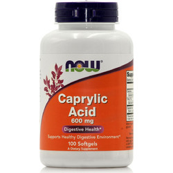 Now Foods Caprylic Acid 600mg Πεπτικό Βοήθημα 100 Μαλακές Κάψουλες