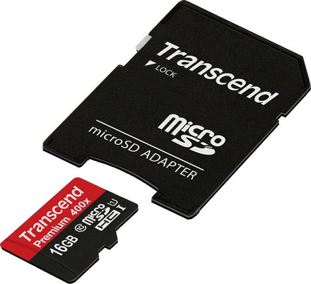 Κάρτα Μνήμης Transcend microSDHC 16GB Class 10 U1 UHS-I + Adapter