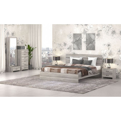 Νο 1 Σταχτί Κρεβάτι Ημίδιπλο Ξύλινο 160x200cm