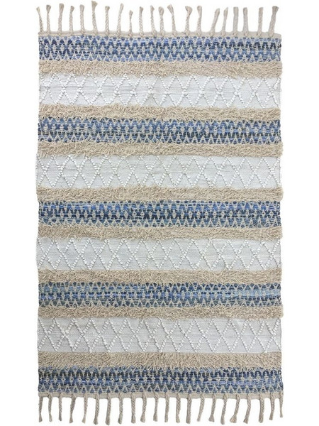 Synchronia Χαλί Ορθογώνιο Κιλίμι Καλοκαιρινό 120x180cm Μπλε-Μπεζ