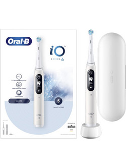 Oral-B iO Series 6 White Ηλεκτρική Οδοντόβουρτσα με Χρονομετρητή Αισθητήρα Πίεσης & Θήκη Ταξιδίου