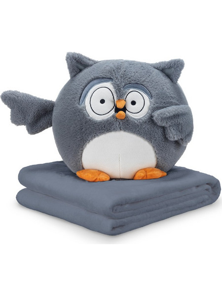 Hoo Hoo Owl Μαξιλάρι κουκουβάγια 33x27 εκ. με κουβερτούλα 130x180 εκ. Dormeo γκρι
