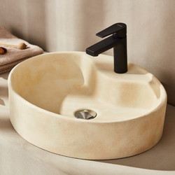 Tema Fontana Επικαθήμενος Νιπτήρας Μπάνιου Οβάλ Πέτρινος 52x42x13cm Μπεζ FON052B