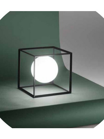 CUBE επιτραπέζιο φωτιστικό της PERENZ 6692N από μεταλλο & γυαλί - μαύρο ματ 15 x 15 x 15cm