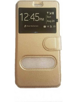 Θήκη flip με Call Display,δυνατότητα απάντησης και STAND για LG K8 (2017) - Χρυσό