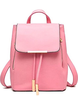 Γυναικεία Τσάντα Σακίδιο Πλάτης Backpack, με μαγνητικό κούμπωμα, διακοσμητικά χρυσά φερμουάρ και ρυθμιζόμενους ιμάντες, σε Ροζ Χρώμα - Aria Trade