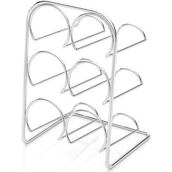 TEKNO-TEL Βάση-Κάβα 6 Φιαλών 22x20x33cm Επιχρωμιωμένο Ατσάλι Ασημί