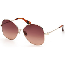 Max Mara 0034 30F Γυναικεία Γυαλιά Ηλίου Στρογγυλά Μεταλλικά Ασημί με Καφέ Degradee Φακό