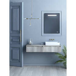 Drop Vienna Combo 120 Σετ Πάγκος Μπάνιου με Νιπτήρα & Καθρέπτη Rock Oak