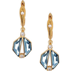 Σκουλαρίκια Anastasios Creations χρυσό ασήμι 925 με swarovski aquamarine FSK755