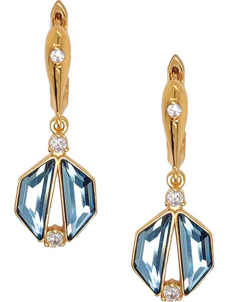 Σκουλαρίκια Anastasios Creations χρυσό ασήμι 925 με swarovski aquamarine FSK755