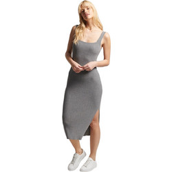 Superdry Midi Καλοκαιρινό Καθημερινό Φόρεμα Πλεκτό Ανθρακί W8010986A-07Q