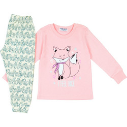 Ebita Παιδική Πιτζάμα Βαμβακερή Χειμωνιάτικη Λευκή Ροζ H-208