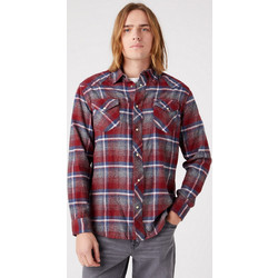 Wrangler Ανδρικό Πουκάμισο Βαμβακερό Καρό Μακρυμάνικο Κανονική Γραμμή Overshirt Κόκκινο W5D1LAXRO