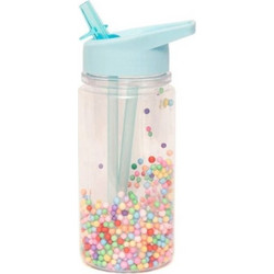 Petit Monkey Macaron Pops Aqua Παιδικό Μπουκάλι Πλαστικό BPA Free με Καλαμάκι Μπλε 300ml PTM-DB36