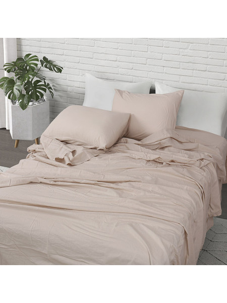 Beauty Home Σετ Σεντόνια Υπέρδιπλα Βαμβακοσατέν 240x280 Hilton Art 11151 Μπεζ
