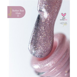 Alezori Glam 11 Rubber Base Glitter Ημιμόνιμο Βερνίκι Νυχιών
