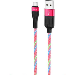 Καλώδιο σύνδεσης Hoco U85 Charming night USB σε Micro-USB 2.4A Φωσφορίζον Κόκκινο 1m