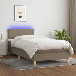 vidaXL Κρεβάτι Boxspring με Στρώμα & LED Taupe 90x200cm 3133529