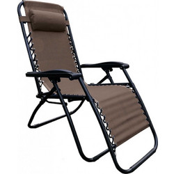 Woodwell Super Relax Ξαπλώστρα Πολυθρόνα Παραλίας Μεταλλική Πτυσσόμενη με Μαξιλάρι Καφέ Ε618,1