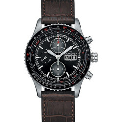 Hamilton Khaki Aviation Ανδρικό Ρολόι Χρονογράφος Αυτόματο με Καφέ Δερμάτινο Λουράκι H76726530