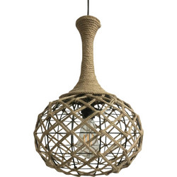 Home Lighting Rep Κρεμαστό Φωτιστικό Οροφής Πλέγμα με Σχοινί Μονόφωτο E27 Μαύρο 77-3612