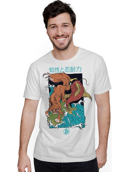 Fox And Fish Japanese Style (Κοντομάνικο Ανδρικό / Unisex) - White