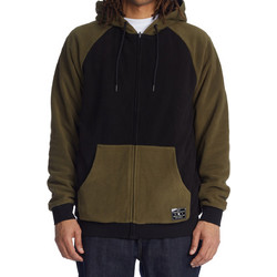 DC Fineline Reversible Ανδρική Ζακέτα Fleece με Κουκούλα και Φερμουάρ Μαύρη Χακί EDYFT03531-CRB0