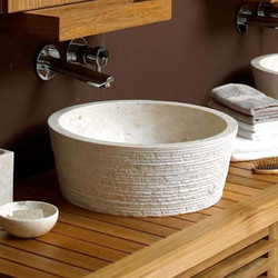 Νιπτήρας Επιτραπέζιος Πέτρινος Bati Stoone Jaya Beige O40cm x 15cm