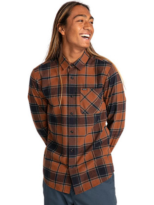 Volcom Caden Mocha Ανδρικό Πουκάμισο Βαμβακερό Καρό Μακρυμάνικο Κανονική Γραμμή Overshirt Καφέ