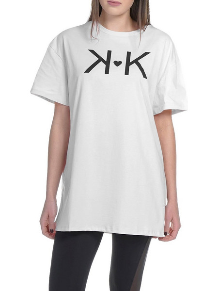 Μπλούζα Κοντομάνικη Kendal + Kylie Longfit Oversized Heart KKW3711627-off-white Γυναικείο