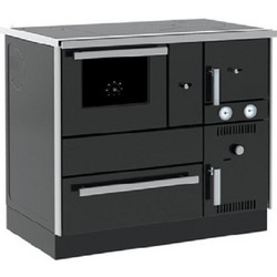 Alfa Plam Term 27 Anthracite Ατσάλινη Ξυλόσομπα Καλοριφέρ με Φούρνο 27.5kW