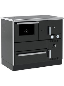 Alfa Plam Term 27 Anthracite Ατσάλινη Ξυλόσομπα Καλοριφέρ με Φούρνο 27.5kW