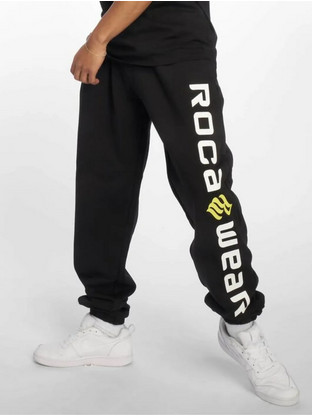 Rocawear Basic Ανδρικό Παντελόνι Φόρμας Fleece με Λάστιχο Μαύρο/Λευκό RWSP001