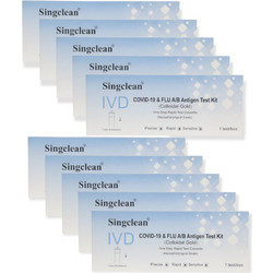 Singclean Medical Τεστ Ανίχνευσης Αντιγόνων Covid-19 & Γρίπης A/B 10τμχ