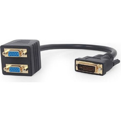 CABLEXPERT PASSIVE DVI-I MALE TO DUAL VGA FEMALE SPLITTER CABLE 0.3M BLACK