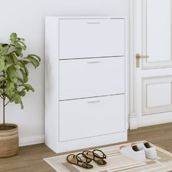 vidaXL Παπουτσοθήκη Ξύλινη Λευκή Μ63xΠ24xΥ103cm 342550