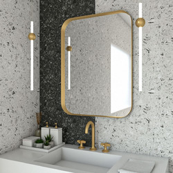 Iron Curved Κρεμαστός Καθρέπτης Με Gold Λάμα 60Χ80 εκ