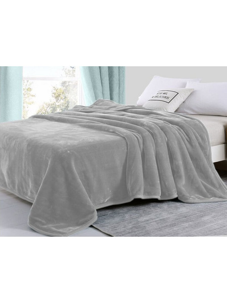 Κουβέρτα Υπέρδιπλη Βελουτέ Ανοικτό Γκρι Super Soft Γαρύφαλλο 220x240